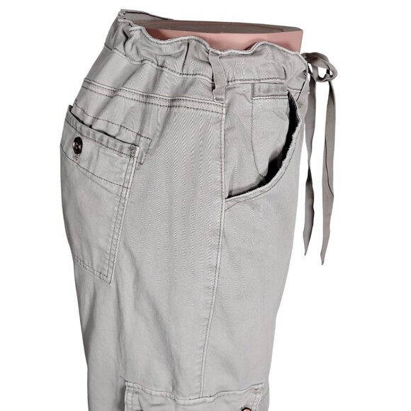 Anthro Pilcro Wide Legs Cargo Pants Size 32 P Waist Hems Drawstring Multi Pocket - Picture 10 of 16